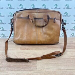 Vtg Dorado Brown Leather Briefcase Messenger Bag Laptop Made in Colombia 16in
